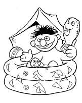 coloriage rue sesame dans sa piscine